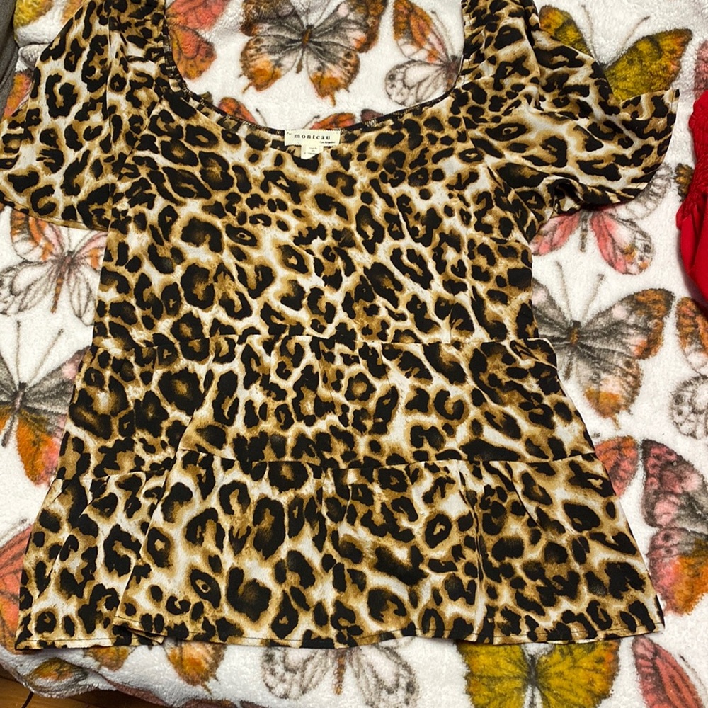 Womens peplum leapord blouse
